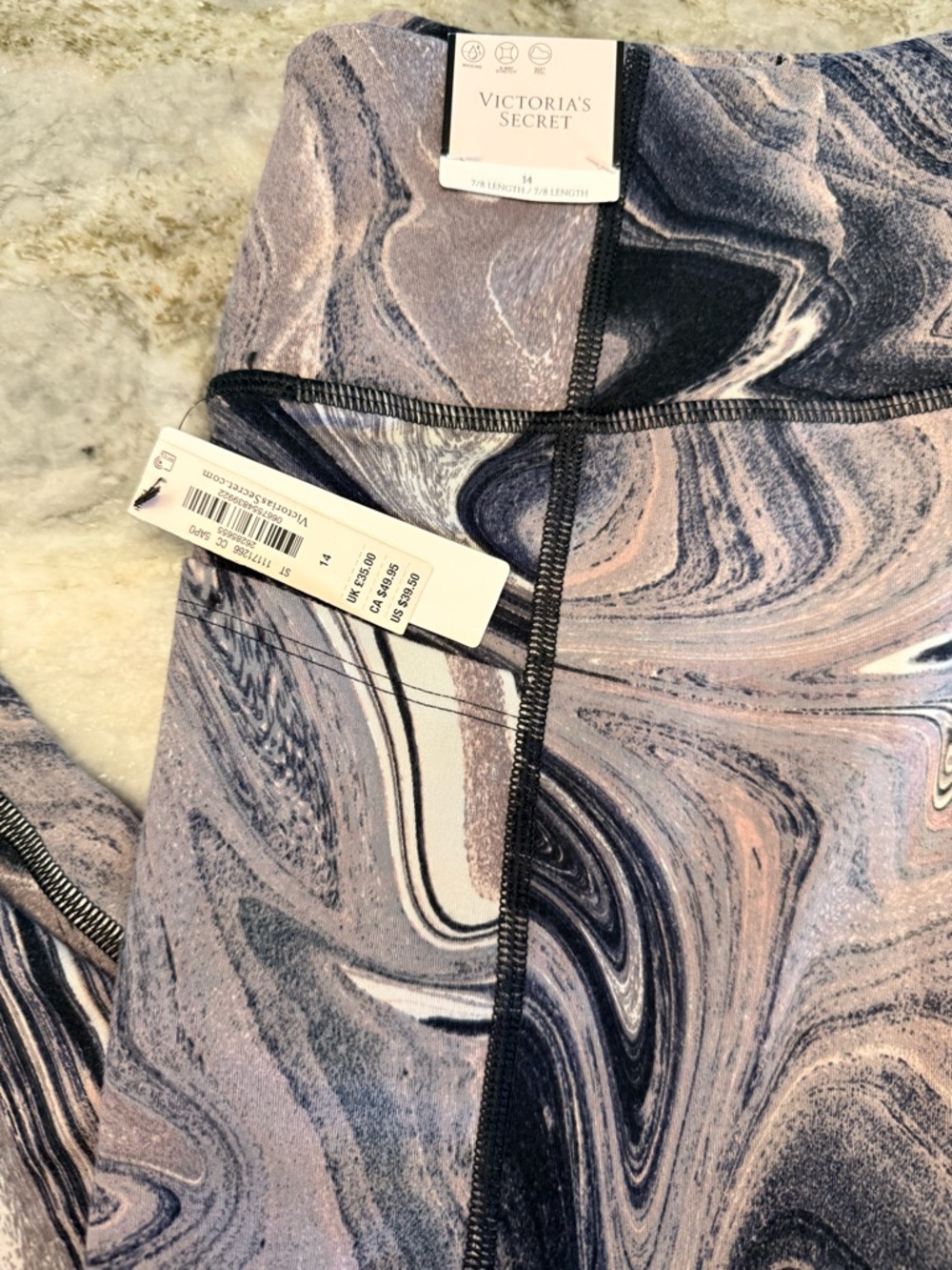 Victoria's Secret Marble-Print Leggings in Black & Blush - Picture 2 of 2